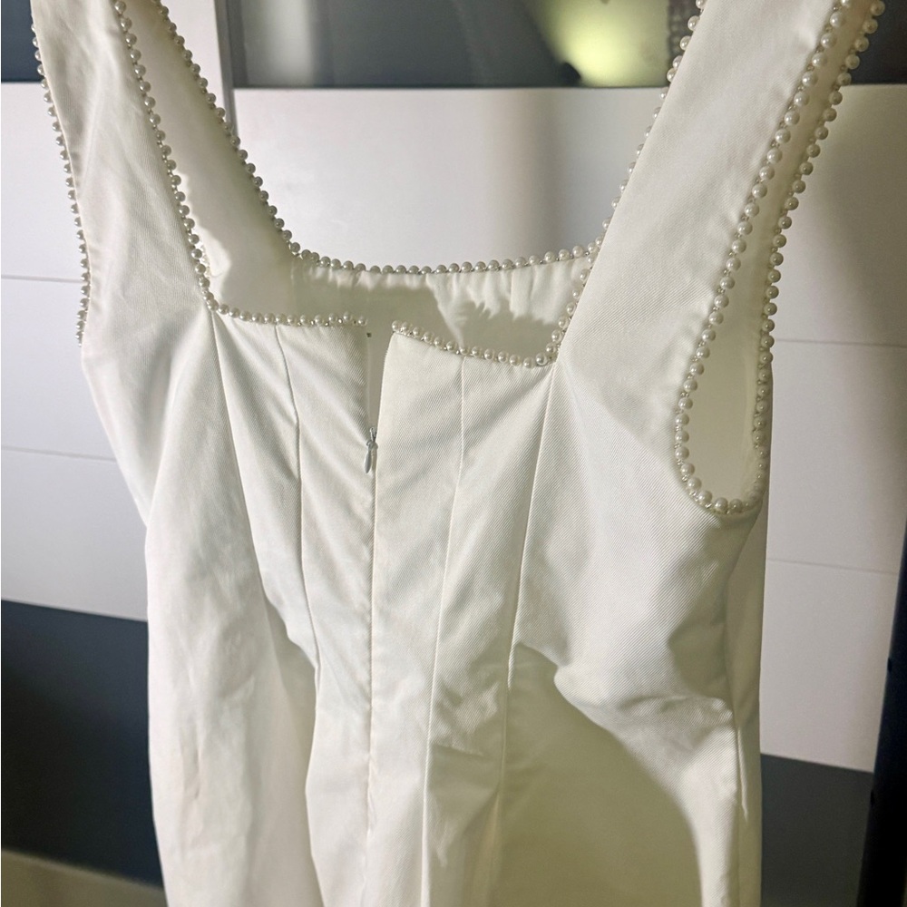 Lulu's White Pearl-Trim Mini Dress - Picture 2 of 5